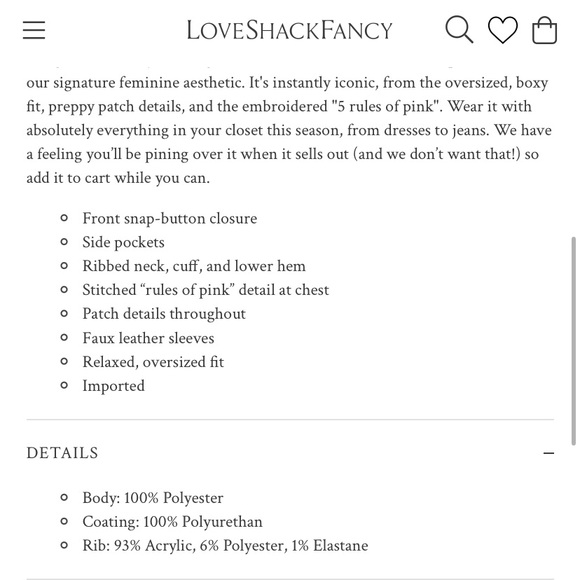 VS PINK x LoveShackFancy Boyfriend Varsity Jacket - Picture 13 of 16